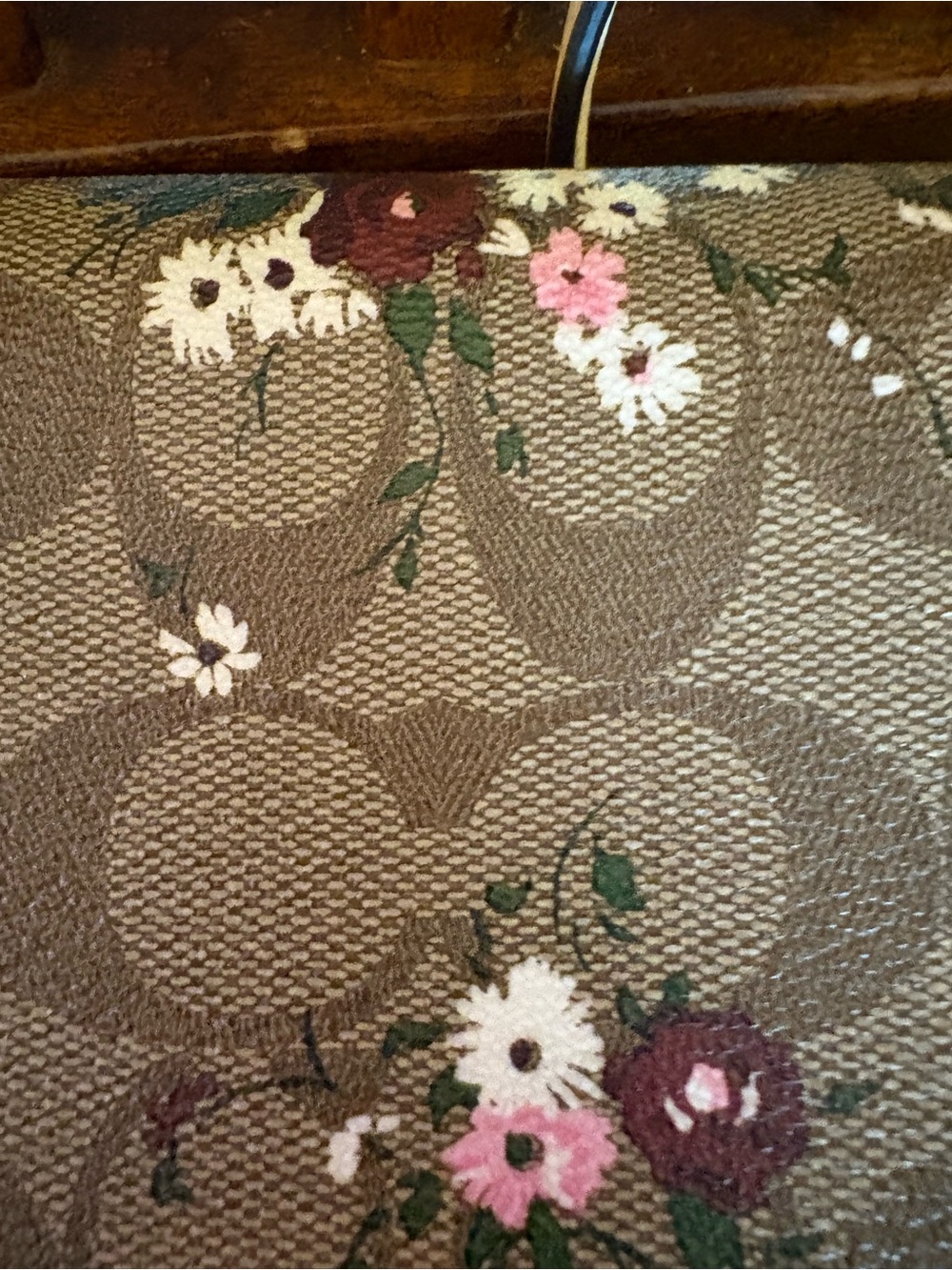 Coach Signature Floral Wallet Crossbody Clutch Brown Tan Pink Floral - Picture 4 of 16
